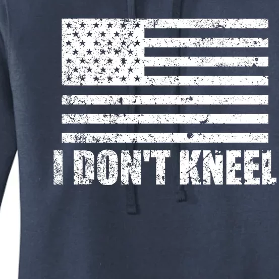 I Dont Kneel Distressed USA Flag Women's Pullover Hoodie