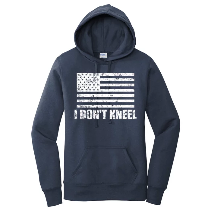 I Dont Kneel Distressed USA Flag Women's Pullover Hoodie