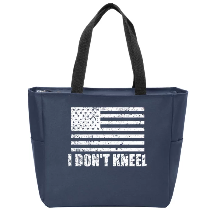 I Dont Kneel Distressed USA Flag Zip Tote Bag