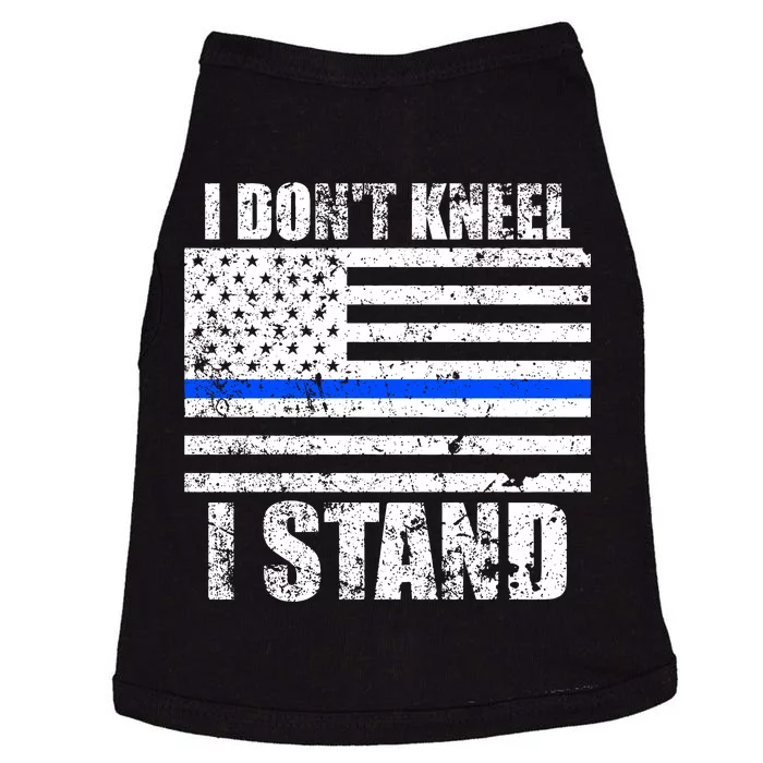 I Dont Kneel I Stand USA Blue Line Flag Doggie Tank