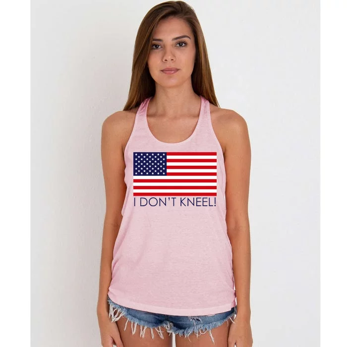 I Don't Kneel USA Flag Women's Knotted Racerback Tank