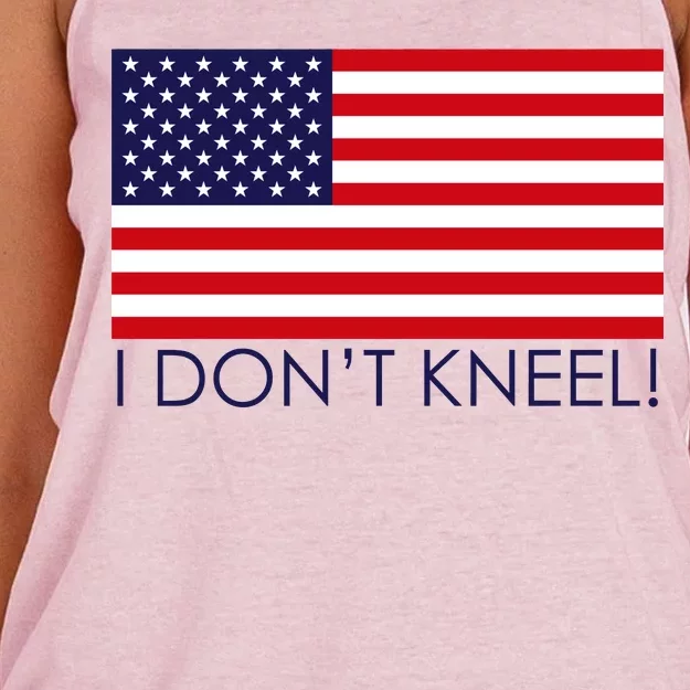 I Don't Kneel USA Flag Women's Knotted Racerback Tank