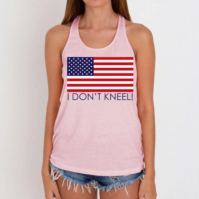 I Don't Kneel USA Flag Women's Knotted Racerback Tank