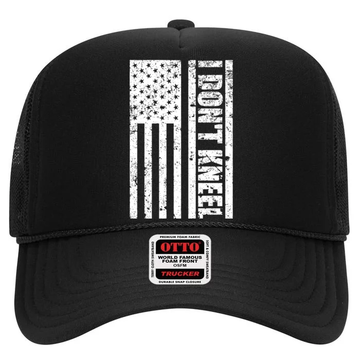 I Dont Kneel Vintage USA Flag High Crown Mesh Trucker Hat