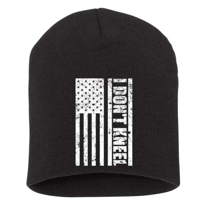 I Dont Kneel Vintage USA Flag Short Acrylic Beanie