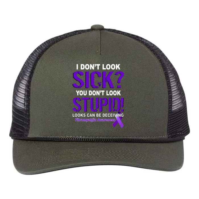 I Don't Look Sick Stupid Fibromyalgia Awareness Retro Rope Trucker Hat Cap