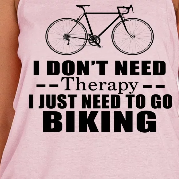 I Don't Need Therapy I Just Need To Go Biking Women's Knotted Racerback Tank