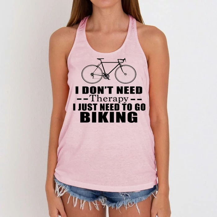 I Don't Need Therapy I Just Need To Go Biking Women's Knotted Racerback Tank