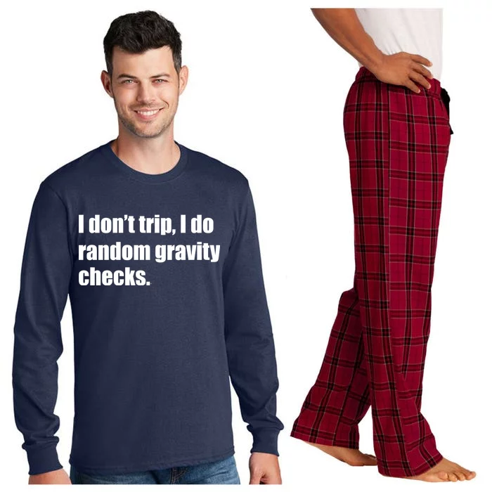 I Don't Trip Random Gravity Checks Long Sleeve Pajama Set