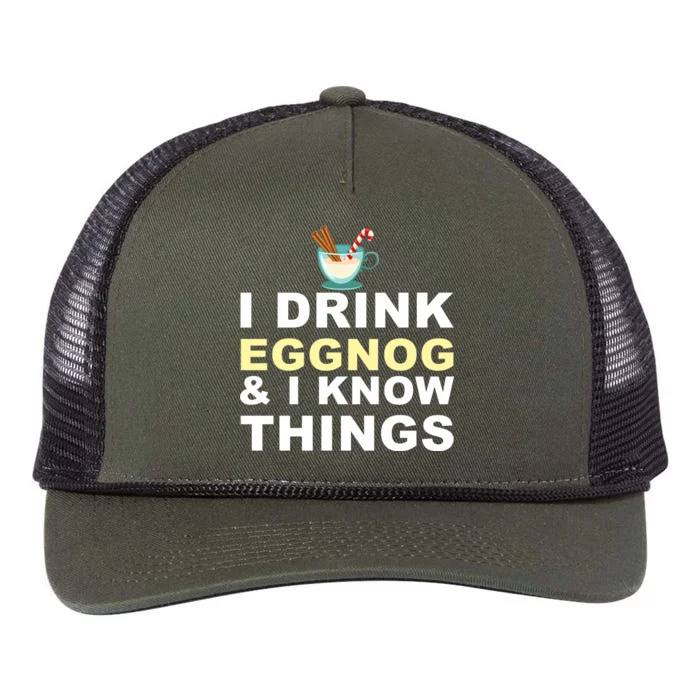 I Drink Eggnog And Know Things Retro Rope Trucker Hat Cap