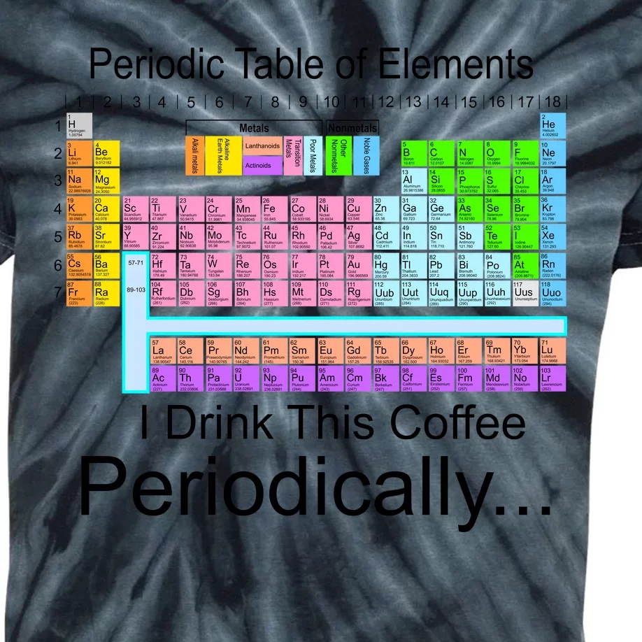 I Drink This Coffee Periodically Mug - Periodic Table of Elements Kids Tie-Dye T-Shirt