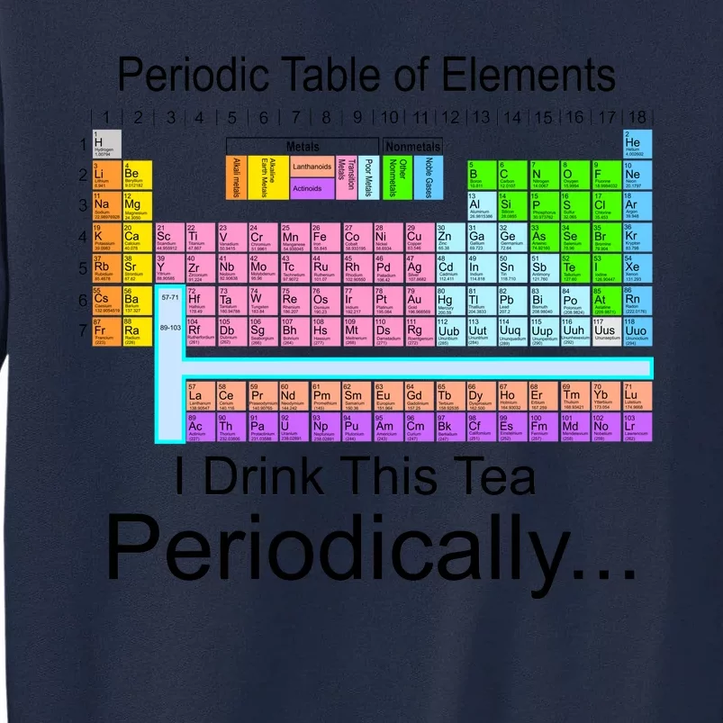 I Drink This Tea Periodically Periodic Table of Elements Tall Sweatshirt