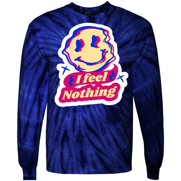 I Feel Nothing Smiley Face Tie-Dye Long Sleeve Shirt