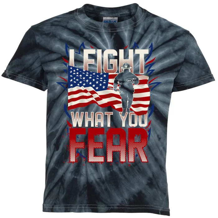 I Fight What You Fear Firefighter Kids Tie-Dye T-Shirt