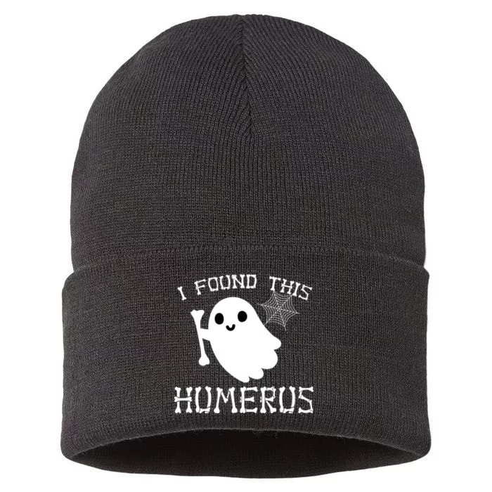 I Found This Humerus Funny Halloween Ghost Sustainable Knit Beanie