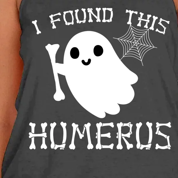 I Found This Humerus Funny Halloween Ghost Women's Knotted Racerback Tank