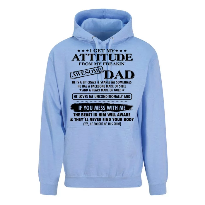 I Get My Attitude From My Freakin' Awesome Dad Unisex Surf Hoodie