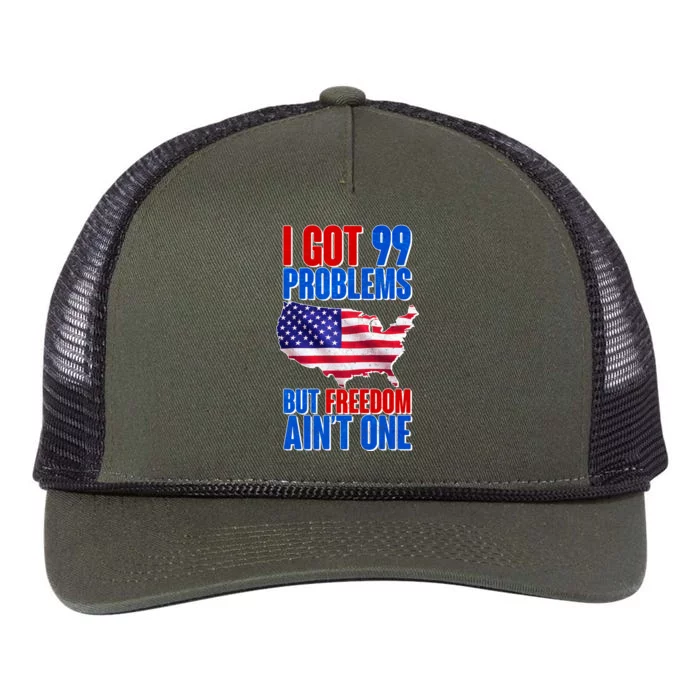 I Got 99 Problem But Freedom Ain't One Retro Rope Trucker Hat Cap