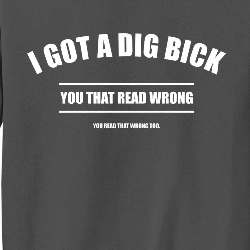 I Got a Dig Bick You Read That Wrong Funny Word Play Tall Sweatshirt