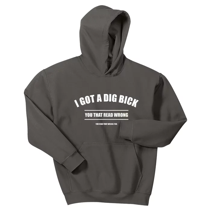 I Got a Dig Bick You Read That Wrong Funny Word Play Kids Hoodie