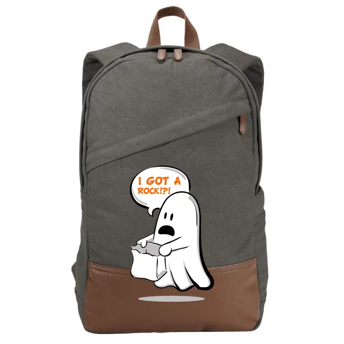 I Got A Rock!?! Halloween Ghost Trick or Treat Cotton Canvas Backpack