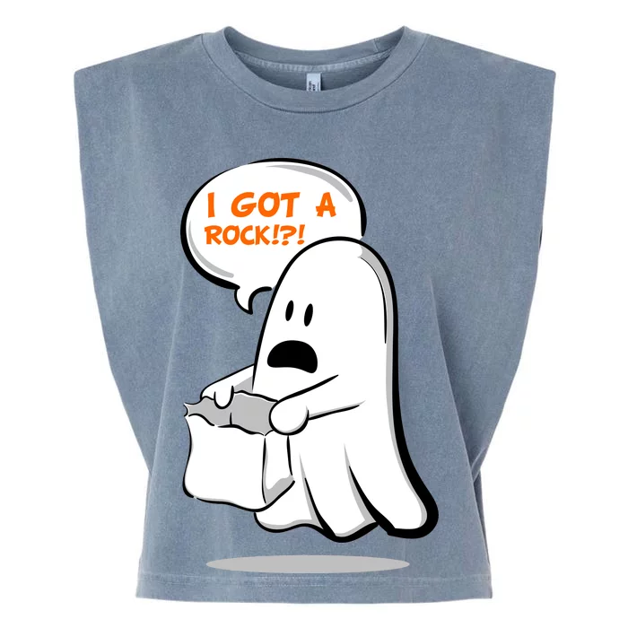 I Got A Rock!?! Halloween Ghost Trick or Treat Garment-Dyed Women's Muscle Tee