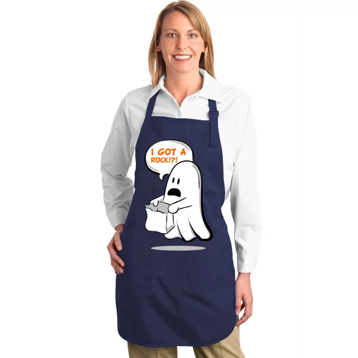 I Got A Rock!?! Halloween Ghost Trick or Treat Full-Length Apron With Pocket