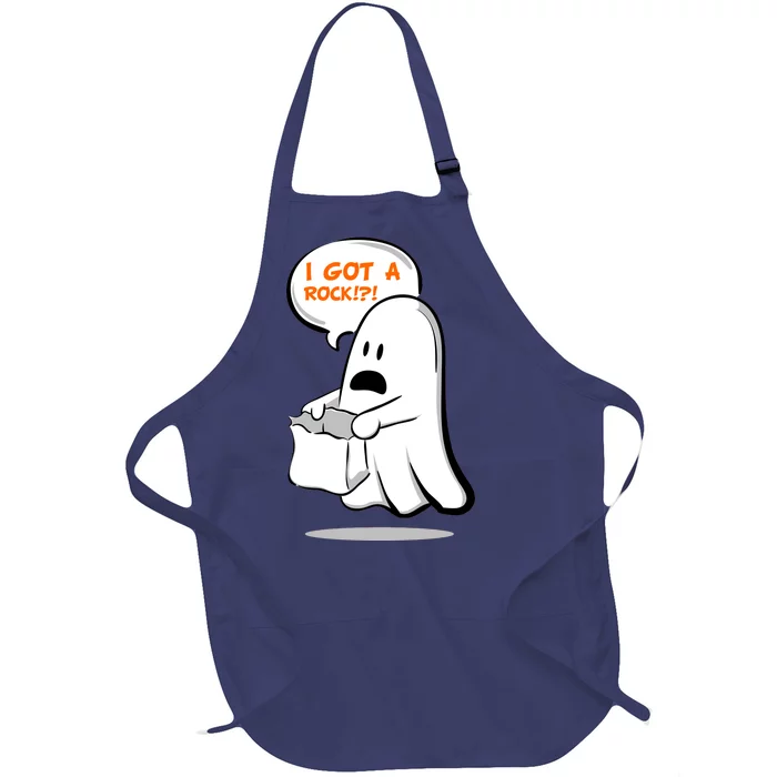 I Got A Rock!?! Halloween Ghost Trick or Treat Full-Length Apron With Pocket