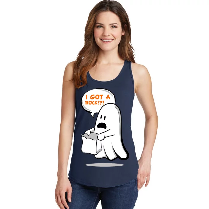 I Got A Rock!?! Halloween Ghost Trick or Treat Ladies Essential Tank