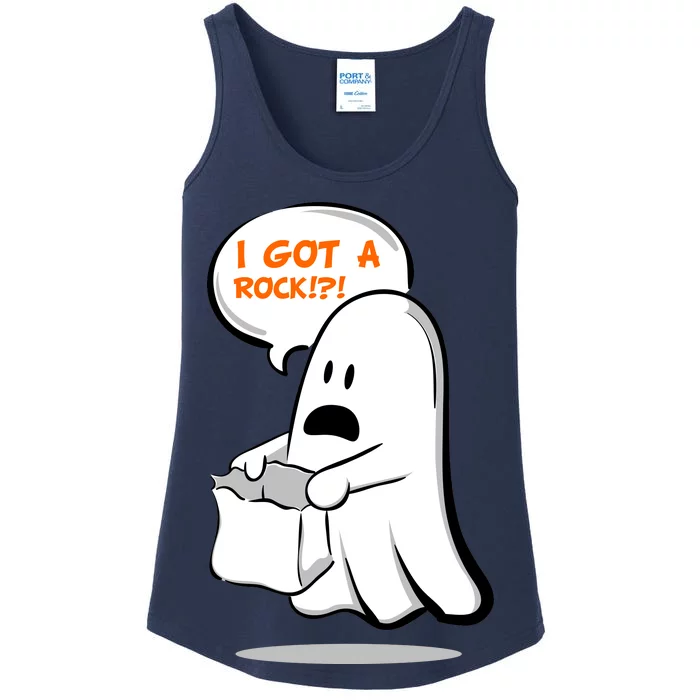 I Got A Rock!?! Halloween Ghost Trick or Treat Ladies Essential Tank