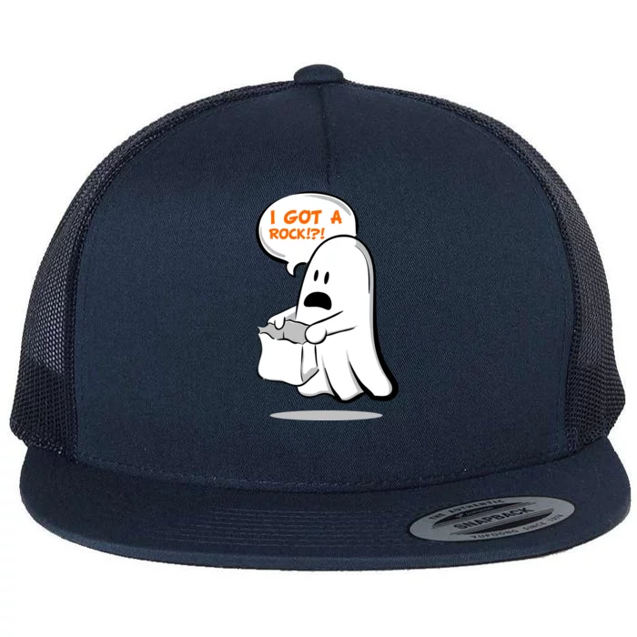 I Got A Rock!?! Halloween Ghost Trick or Treat Flat Bill Trucker Hat