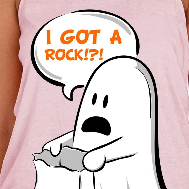 I Got A Rock!?! Halloween Ghost Trick or Treat Women's Knotted Racerback Tank