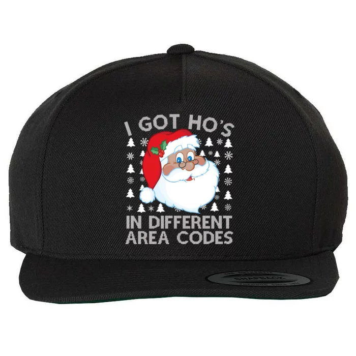 I Got Ho's In Different Aera Codes Santa Claus Ugly Christmas Wool Snapback Cap