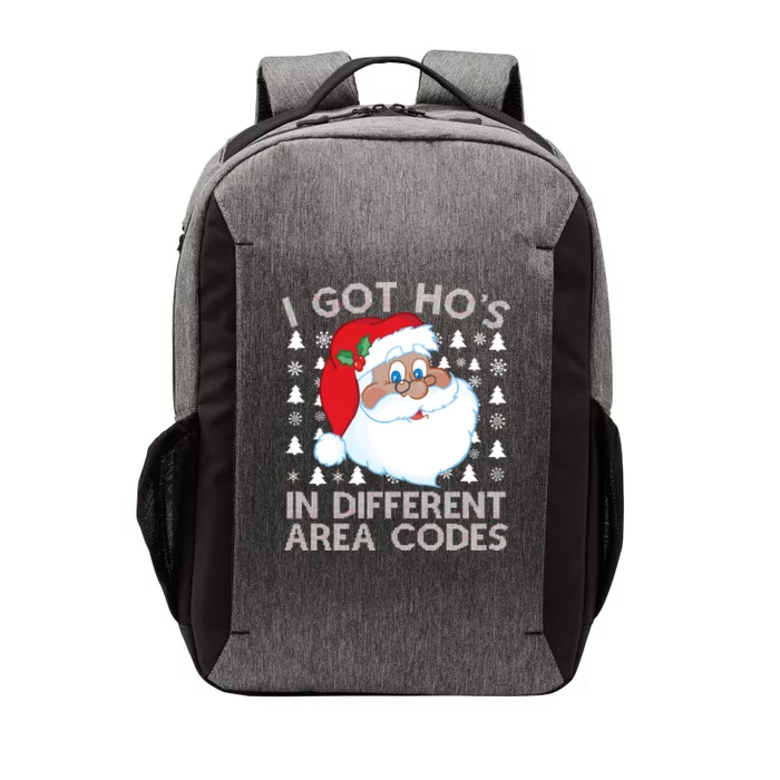 I Got Ho's In Different Aera Codes Santa Claus Ugly Christmas Vector Backpack