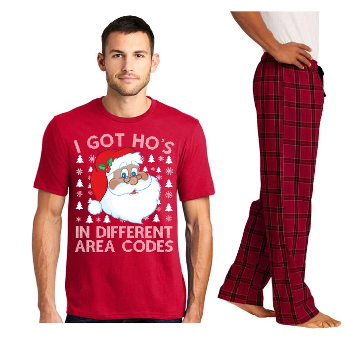 I Got Ho's In Different Aera Codes Santa Claus Ugly Christmas Pajama Set