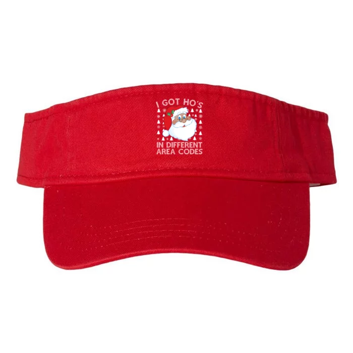 I Got Ho's In Different Aera Codes Santa Claus Ugly Christmas Valucap Bio-Washed Visor