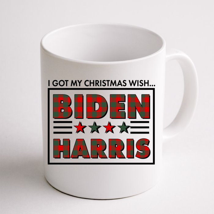 I Got My Christmas Wish Biden Harris Buffalo Plaid Front & Back Coffee Mug