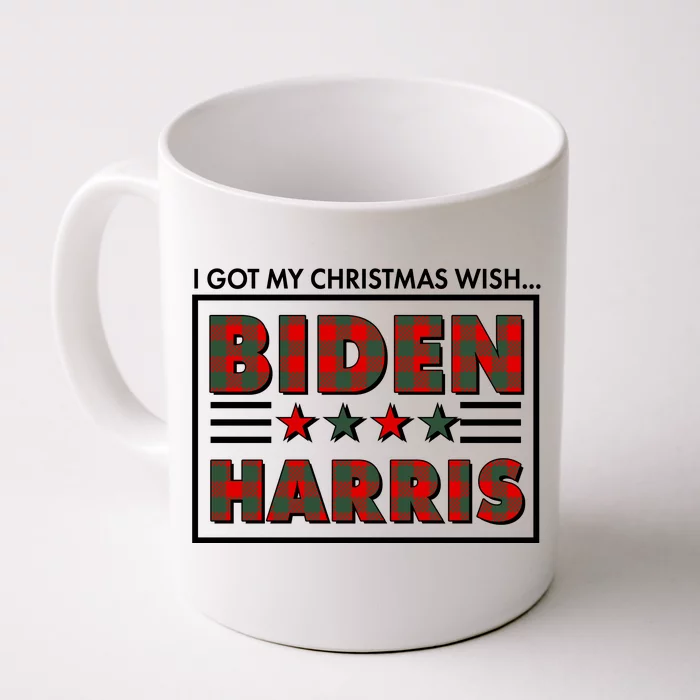 I Got My Christmas Wish Biden Harris Buffalo Plaid Front & Back Coffee Mug