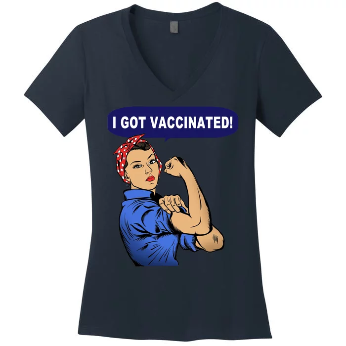 I Got Vaccinated We Can Do It Girl Women's V-Neck T-Shirt