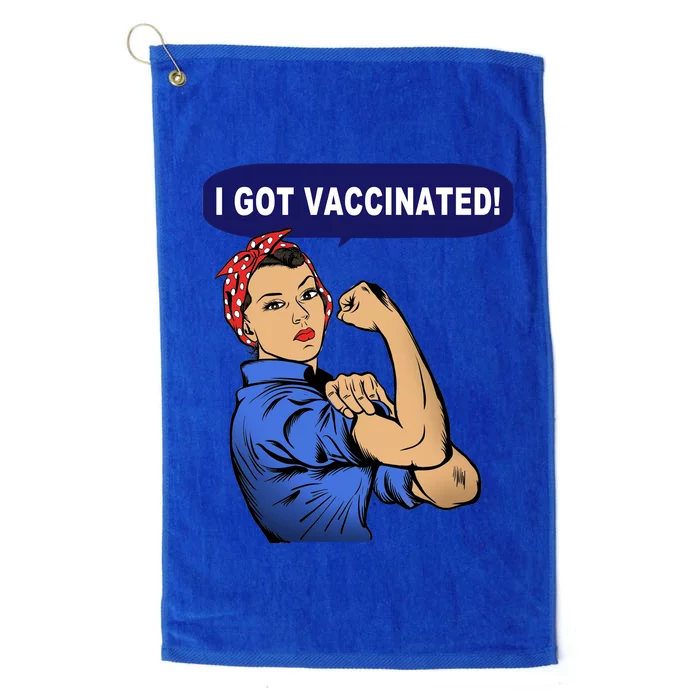 I Got Vaccinated We Can Do It Girl Platinum Collection Golf Towel