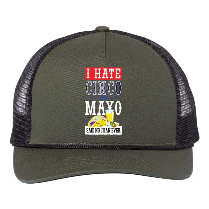 I Hate Cinco De Mayo Said No Juan Ever Retro Rope Trucker Hat Cap