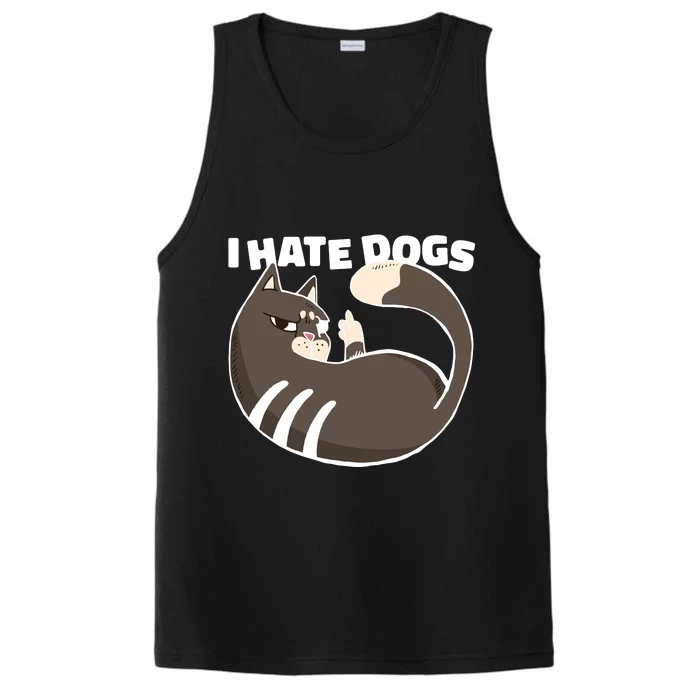 I Hate Dogs Cat Lover Funny Meme Performance Tank