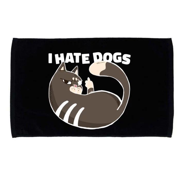 I Hate Dogs Cat Lover Funny Meme Microfiber Hand Towel