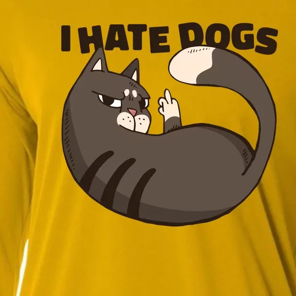 I Hate Dogs Cat Lover Funny Meme Cooling Performance Long Sleeve Crew