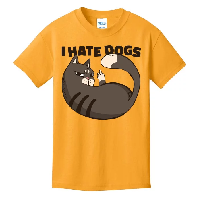 I Hate Dogs Cat Lover Funny Meme Kids T-Shirt