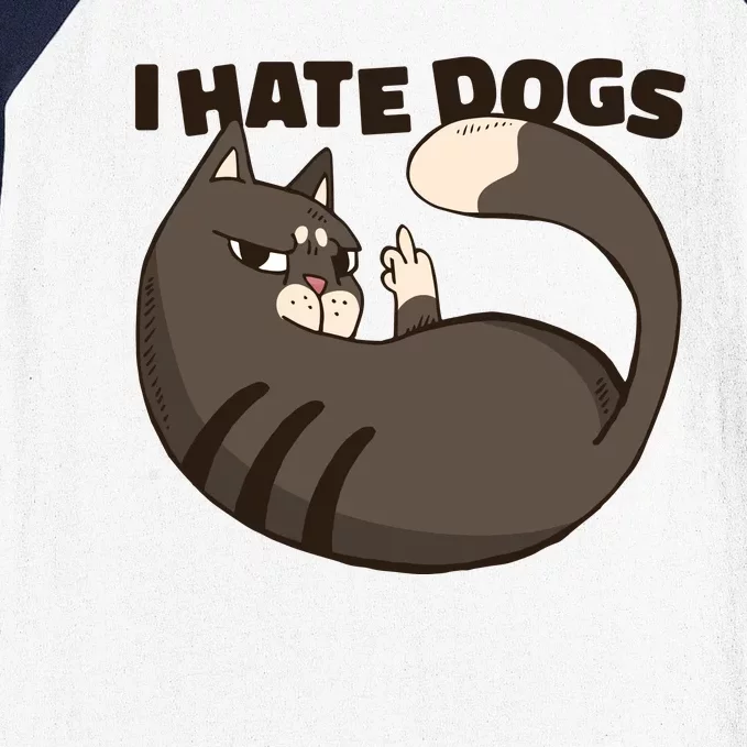 I Hate Dogs Cat Lover Funny Meme Baseball Sleeve Shirt