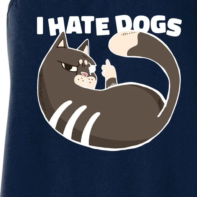 I Hate Dogs Cat Lover Funny Meme Women's Racerback Tank