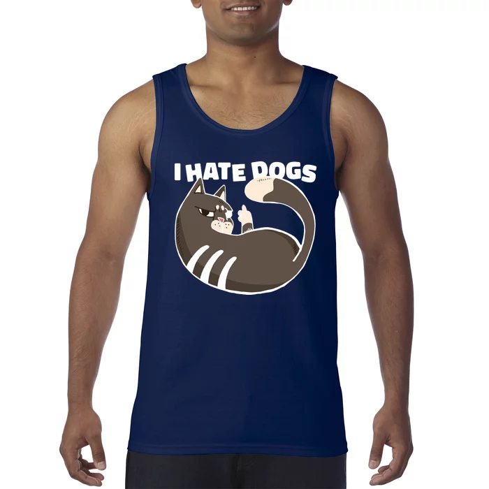 I Hate Dogs Cat Lover Funny Meme Tank Top