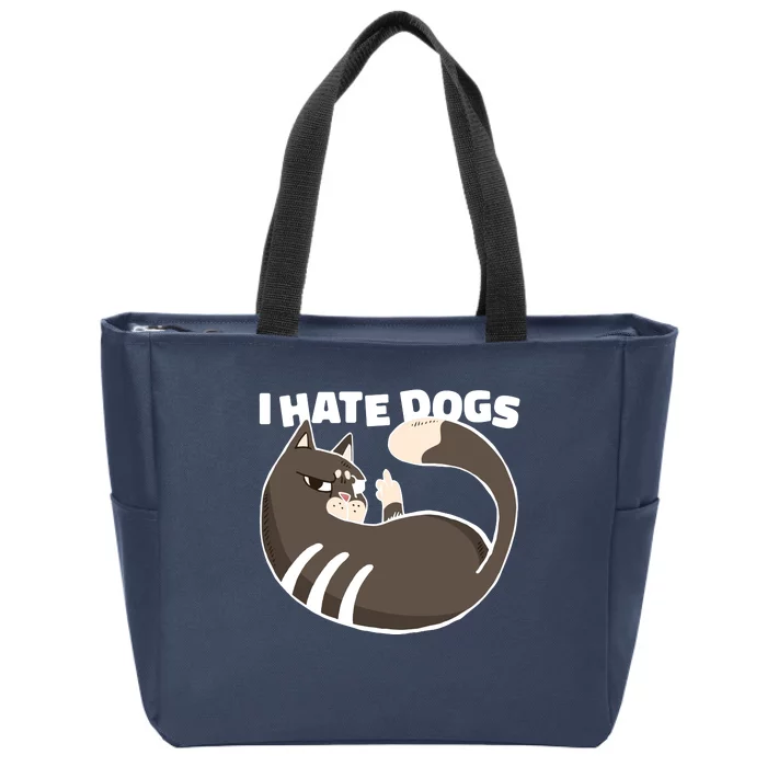 I Hate Dogs Cat Lover Funny Meme Zip Tote Bag