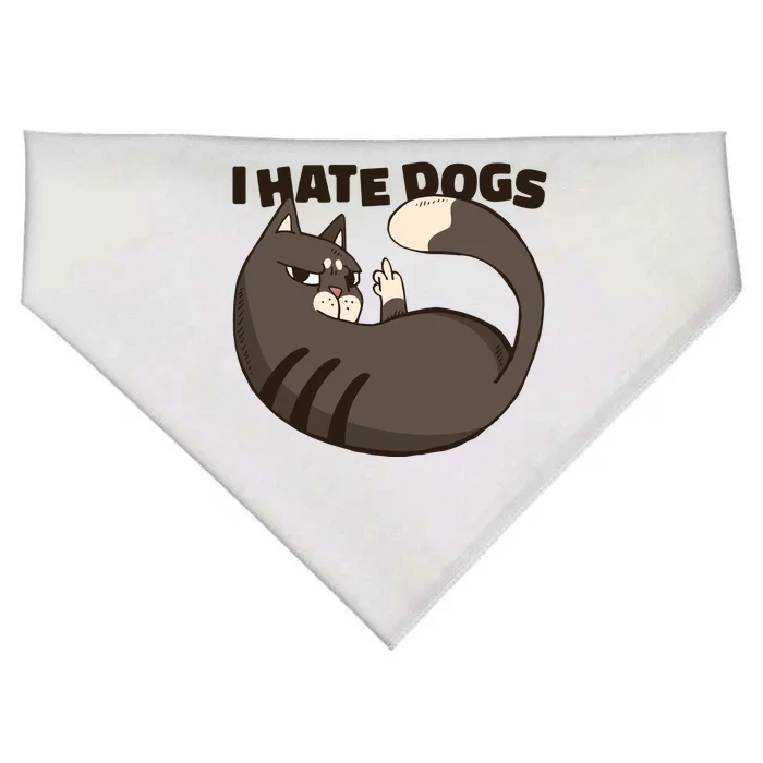 I Hate Dogs Cat Lover Funny Meme USA-Made Doggie Bandana